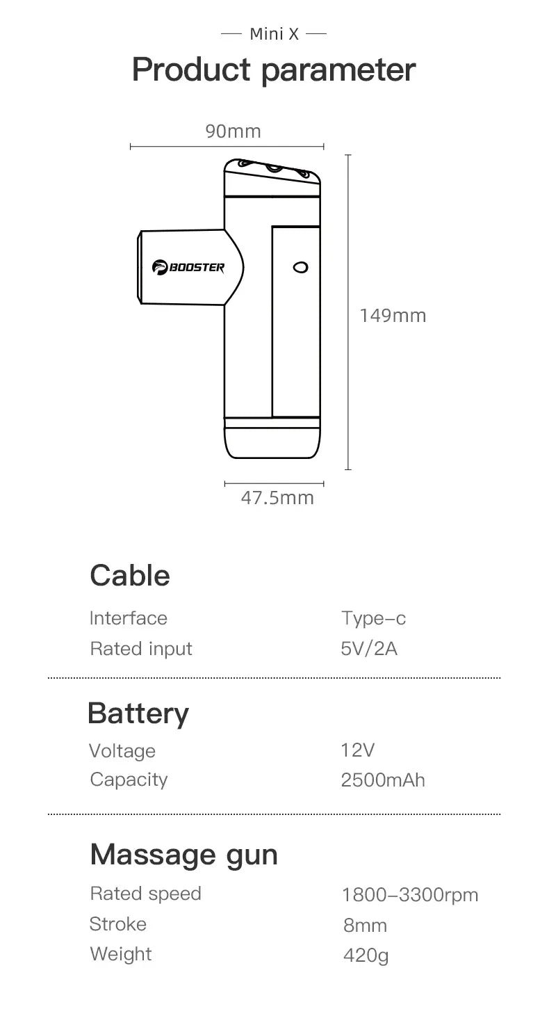 Booster Mini X przenośny pistolet do masażu – głęboki masażer szyi i pleców