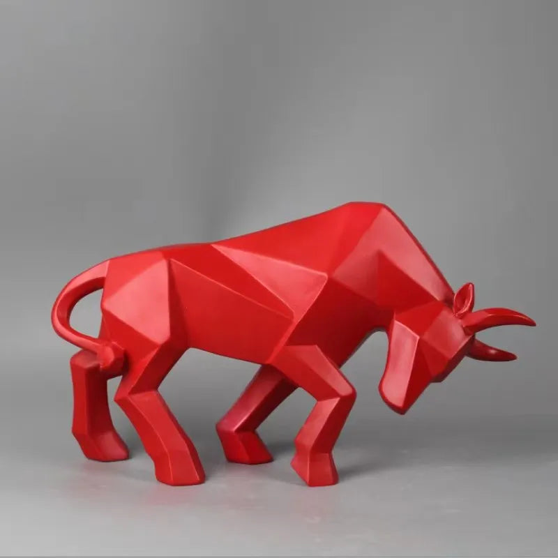 Resin Bull Statue | Abstract Bison Sculpture Home & Office Decor