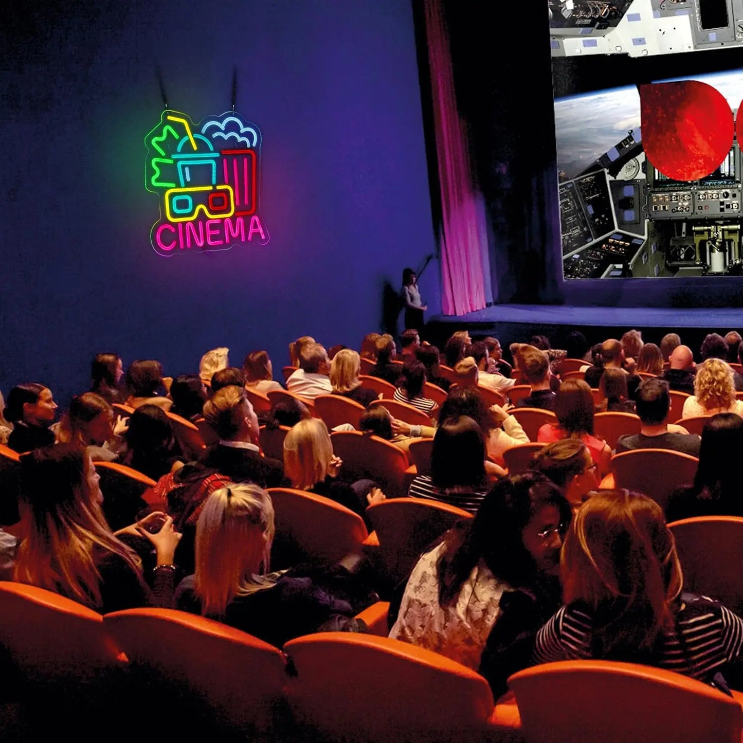 Kino Zasilany przez USB Neon LED Ściemnialny Neon Dekoracja Ścienna Do Dekoracji Pokoju Impreza Urodziny Ręcznie Robiony Prezent Teatr Sztuka Film