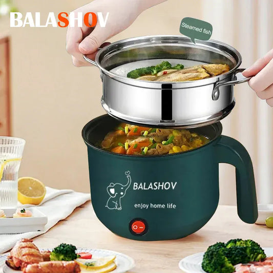 Miniaturowy elektryczny garnek z powłoką nieprzywierającą 1,8 l i parowarem | Wielofunkcyjny podwójny garnek do użytku domowego 