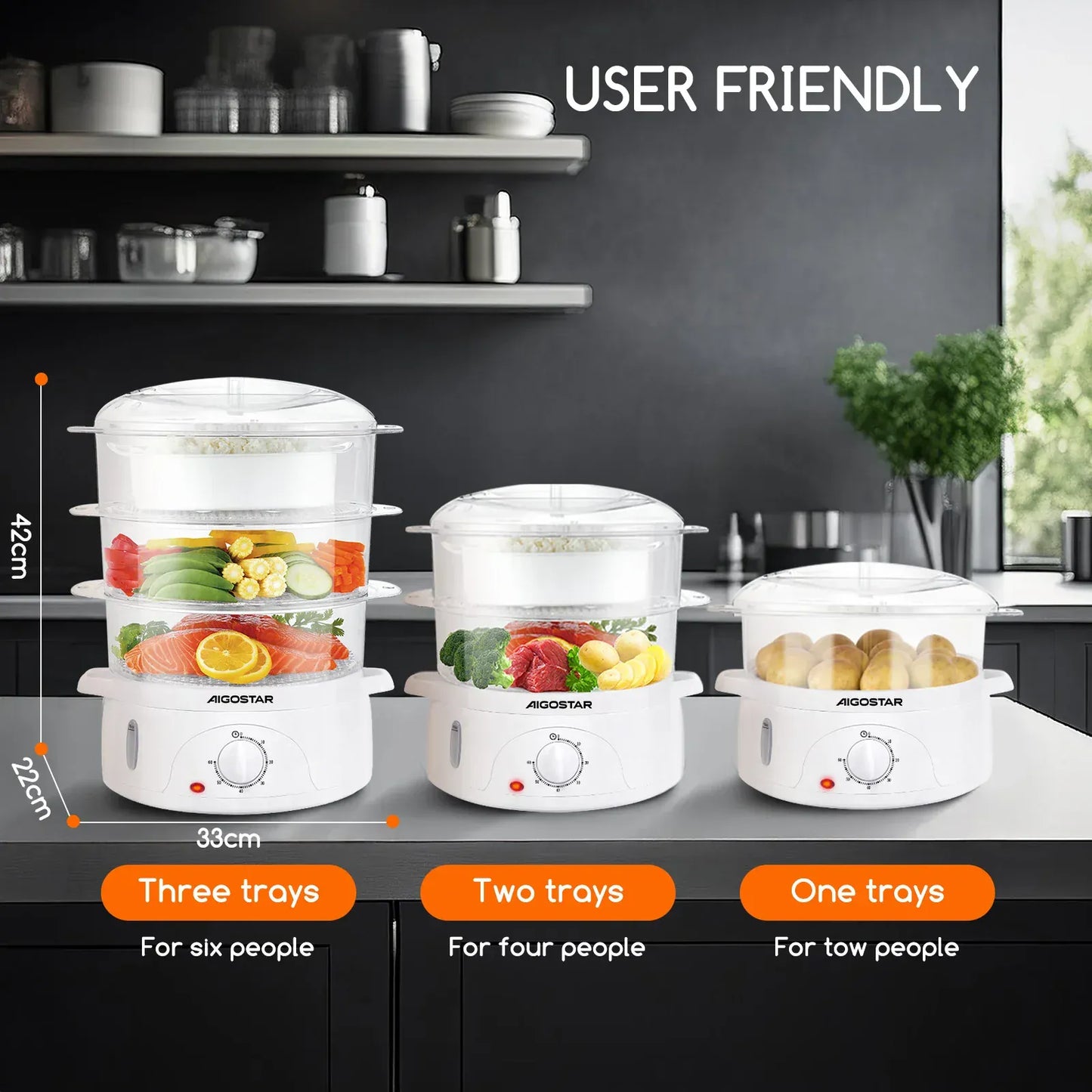 Parowar Aigostar 9 l biały 800 W