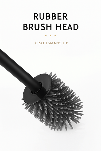 Zestaw szczotki toaletowej Premium montowanej na ścianie – rączka ze stopu aluminium i ceramiczny uchwyt (szary/czarny/biały)