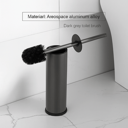 Zestaw szczotki toaletowej Premium montowanej na ścianie – rączka ze stopu aluminium i ceramiczny uchwyt (szary/czarny/biały)