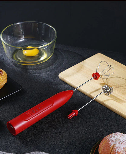 Elektryczny spieniacz do mleka, ręczny mikser z trzema prędkościami, ładowany przez USB, trzepaczka do kawy i trzepaczka do jajek