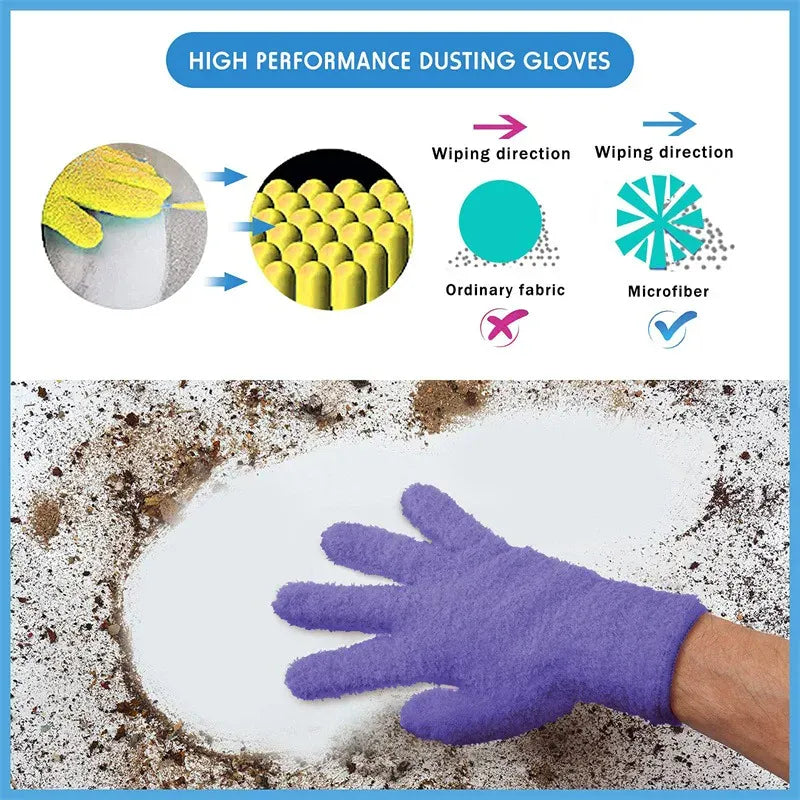1 para rękawic czyszczących z mikrofibry, polar koralowy, pielęgnacja samochodu, solidne, pięciopalczaste, usuwanie kurzu, chłonne, prace domowe