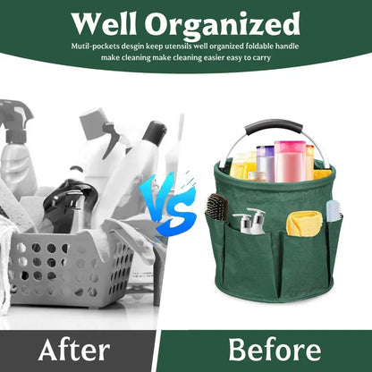 Składane wiadro do przechowywania 17 l – 600D Oxford Cloth, przenośny organizer na narzędzia czyszczące | Pojemnik do czyszczenia 