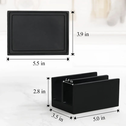 Uchwyt na gąbkę kuchenną Luxspire Resin – dwukomorowy organizer do zlewu z tacką ociekową 