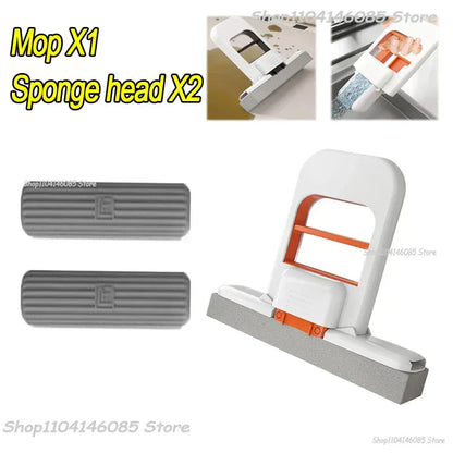 Mini mop gąbkowy z systemem samoczynnego wyciskania – kompaktowy, superchłonny mop do czyszczenia domu, kuchni, łazienki i samochodu