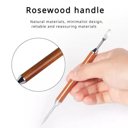 Długopis artystyczny do dekorowania kawy ze stali nierdzewnej z drewnianym uchwytem – narzędzie do rysowania latte art