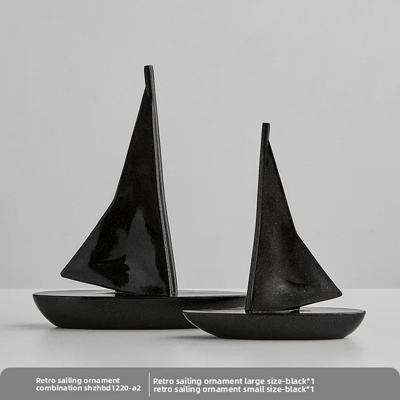 Kreatywny model żaglówki z żywicy – ​​ozdoba do salonu i biurka w stylu marynistycznym 