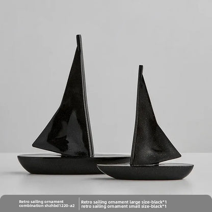 Kreatywny model żaglówki z żywicy – ​​ozdoba do salonu i biurka w stylu marynistycznym 