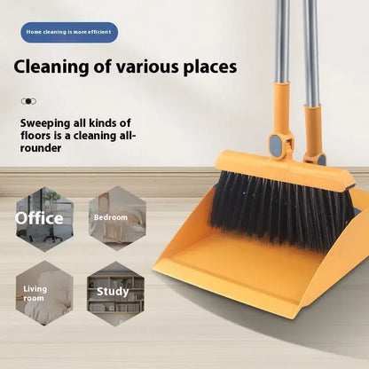 2-in-1 Rotatable Foldable Broom & Dustpan Set – Pet Hair Remover, Thick Bristles, Compact Home Cleaning Tool
