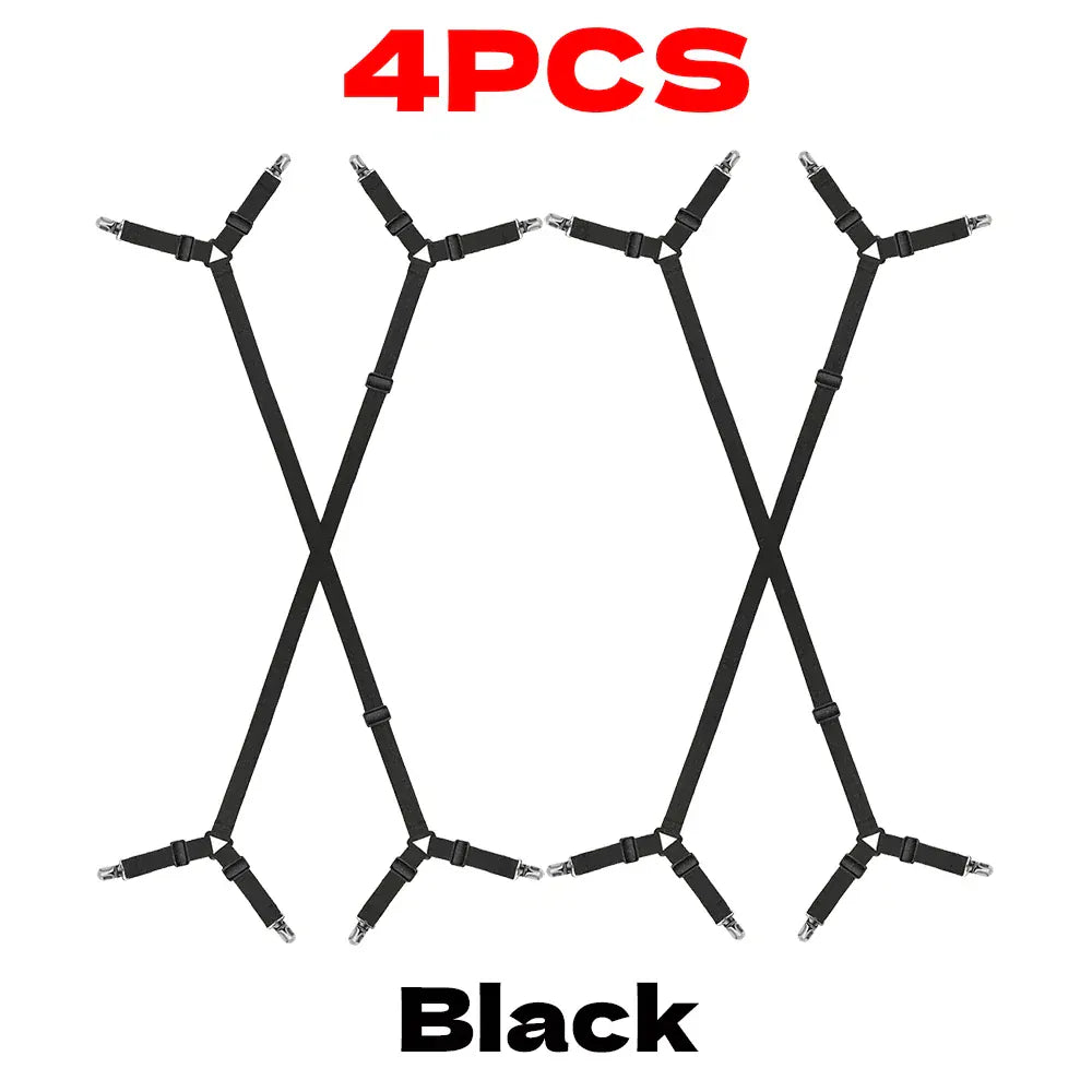 2/4 szt. regulowanych pasków do prześcieradła | Antypoślizgowe, elastyczne zapięcia do materaca i uchwyty na pokrowce 
