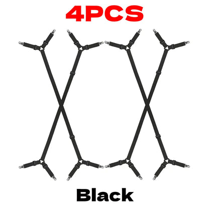 2/4 szt. regulowanych pasków do prześcieradła | Antypoślizgowe, elastyczne zapięcia do materaca i uchwyty na pokrowce 