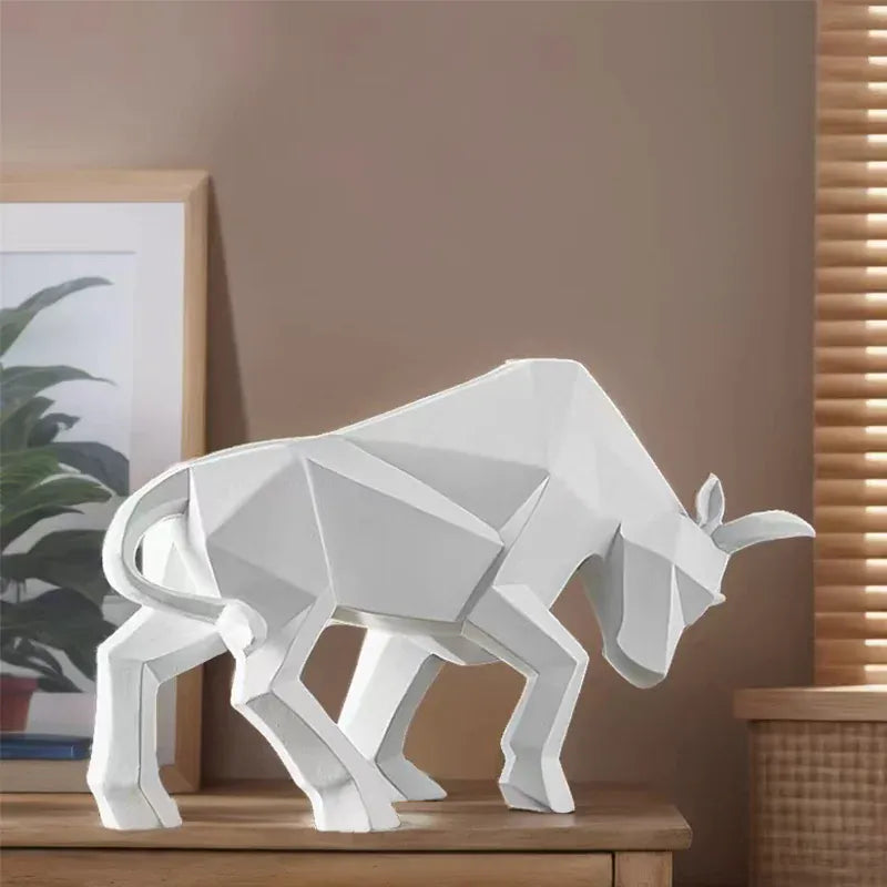 Rzeźba Byka z Żywicy | Abstrakcyjna Rzeźba Bizona, Wystrój Domu i Biura