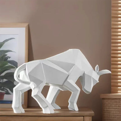 Rzeźba Byka z Żywicy | Abstrakcyjna Rzeźba Bizona, Wystrój Domu i Biura