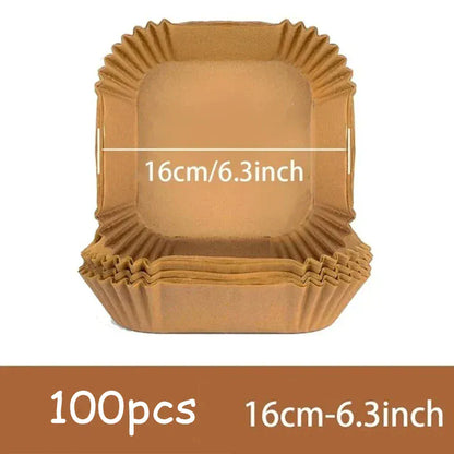 50 szt. jednorazowych papierowych wkładek do frytkownicy powietrznej – okrągłe papiery do pieczenia z powłoką zapobiegającą przywieraniu, zapewniające łatwe i bezproblemowe gotowanie 