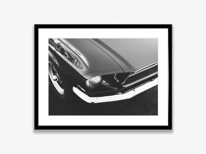 Klasyczny czarno-biały plakat z samochodem Ford Mustang – nowoczesna sztuka ścienna na płótnie na sprzedaż w Polsce 