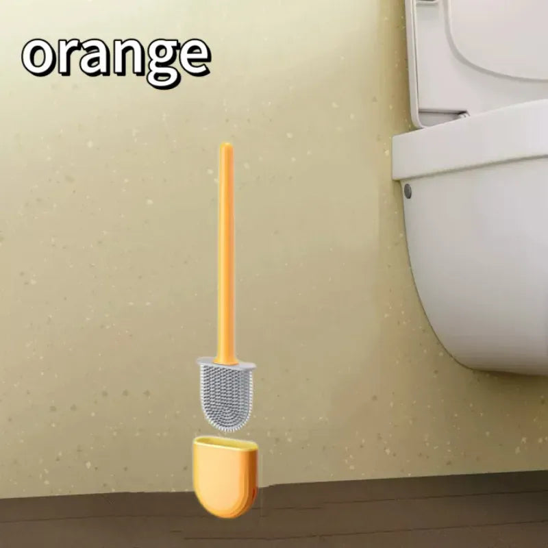Wisząca silikonowa szczotka do WC z szybkoschnącym uchwytem – elastyczny, długi uchwyt do czyszczenia łazienki 