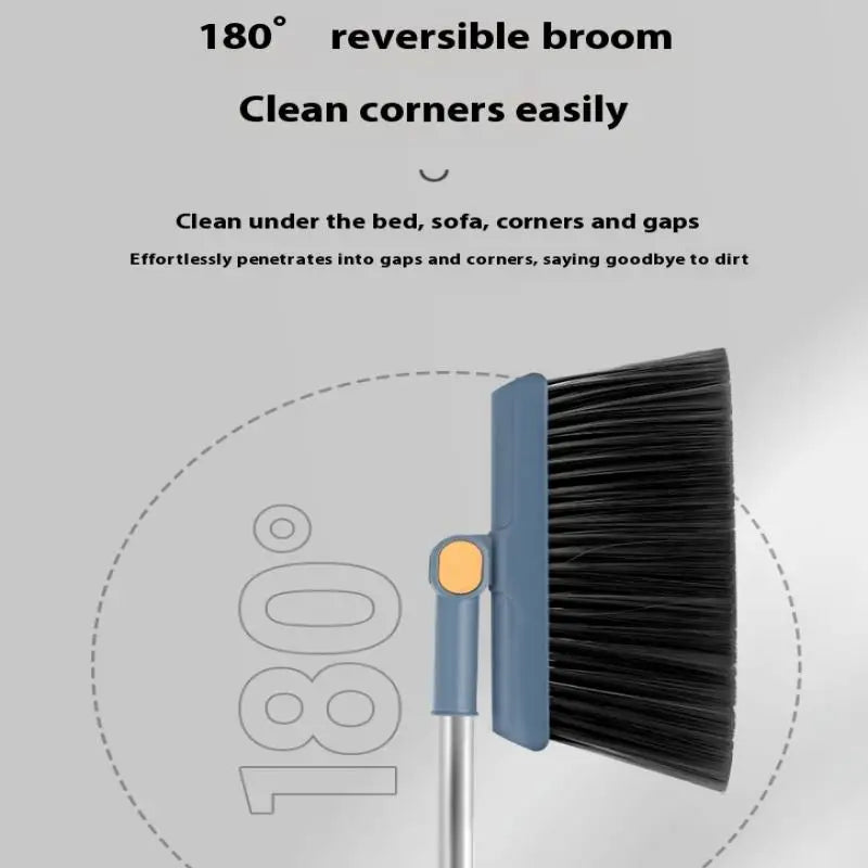 2-in-1 Rotatable Foldable Broom & Dustpan Set – Pet Hair Remover, Thick Bristles, Compact Home Cleaning Tool
