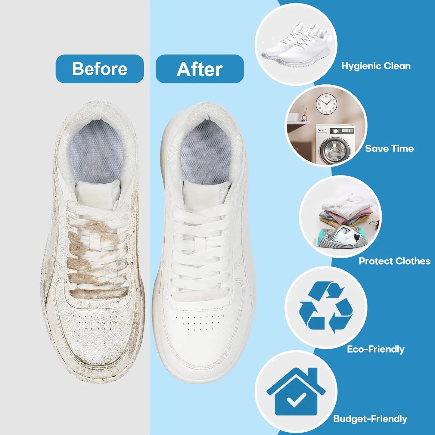 Wyściełana torba do prania butów – organizer do prania w pralce, chroniący trampki i obuwie (wytrzymała siatka poliestrowa)