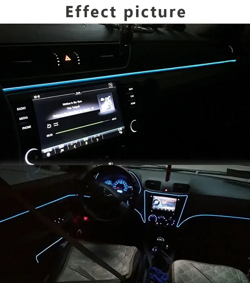 Elastyczna taśma LED EL Neon 1M / 3M / 5M — USB / 12V Oświetlenie wnętrza samochodu, do samodzielnego montażu i na imprezę 