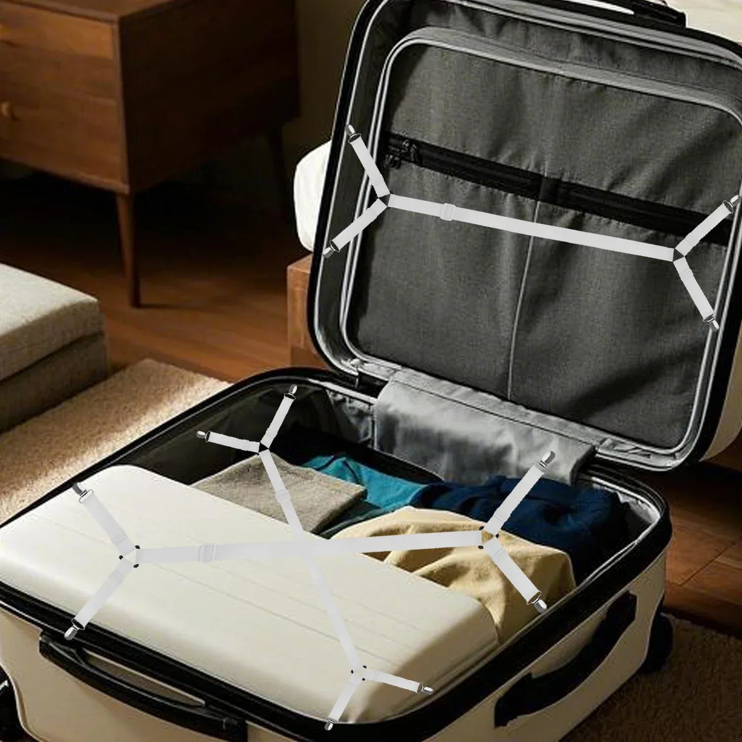 2/4 szt. regulowanych pasków do prześcieradła | Antypoślizgowe, elastyczne zapięcia do materaca i uchwyty na pokrowce 