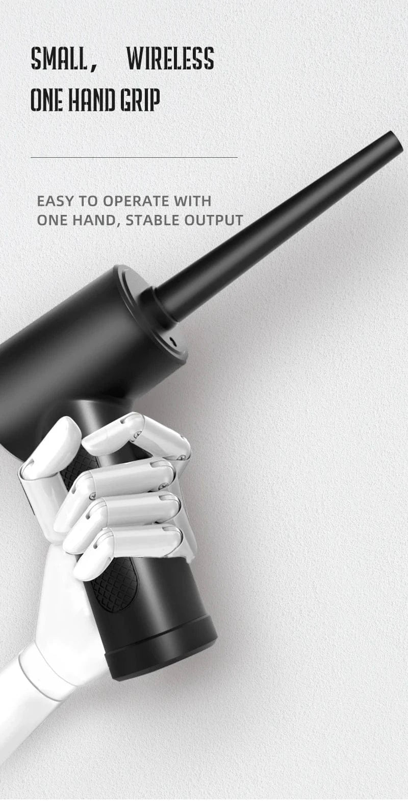 Bezprzewodowa dmuchawa sprężonego powietrza z oświetleniem LED – 51000 obr./min., akumulatorowa dmuchawa czyszcząca