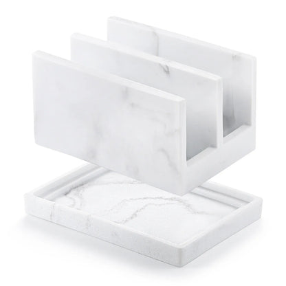 Uchwyt na gąbkę kuchenną Luxspire Resin – dwukomorowy organizer do zlewu z tacką ociekową 