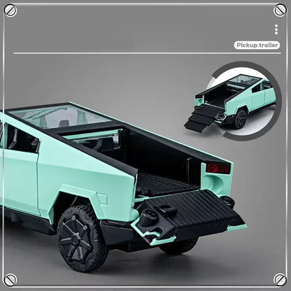 Model samochodu Tesla Cybertruck Pickup ze stopu metali w skali 1/32 – odlewana ciężarówka z oświetleniem i dźwiękiem | Edycja prezentowa 