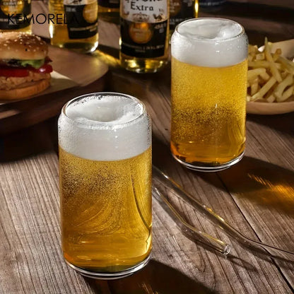 Zestaw kubków szklanych KEMORELA 1/2/4 szt. z bambusową pokrywką i słomką – szklanki do mrożonej kawy, herbaty bąbelkowej i soku, 17 uncji