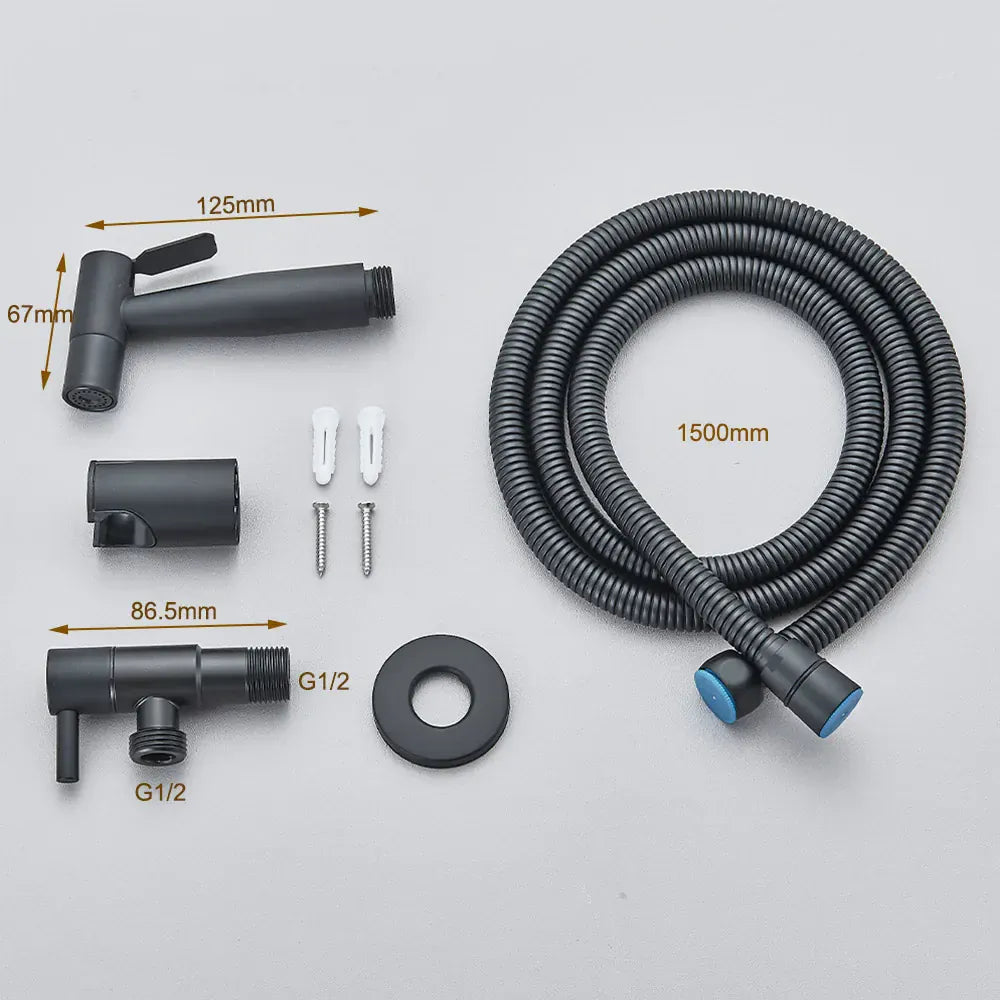 Ręczny bidet ze stali nierdzewnej do toalety – nowoczesny, higieniczny natrysk prysznicowy (czarny / nikiel / złoty) 