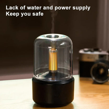 Nowy dyfuzor aromaterapeutyczny z oświetleniem z 2025 roku – ultradźwiękowy nawilżacz olejków zapachowych z funkcją świecy LED do domu i biura