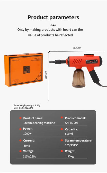 1200W Handheld Steam Cleaner – High Pressure & High Temperature Cleaning Gun for Kitchen, Bathroom & Air Conditioner | For Sale in Poland.