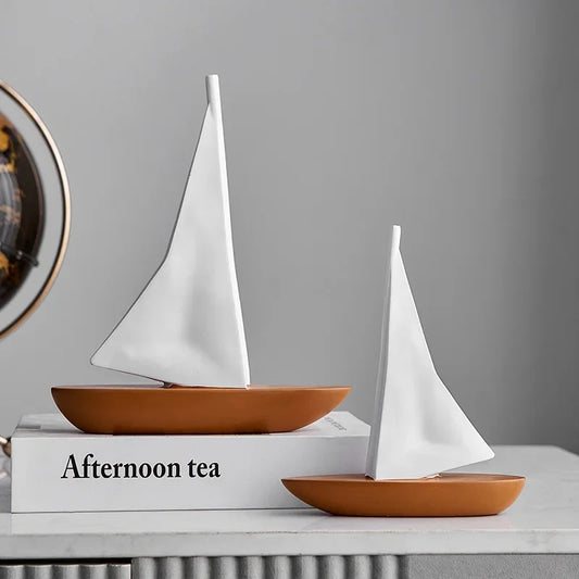 Creative Resin Sailing Boat Model – Nautical Living Room & Desktop Decoration Ornament