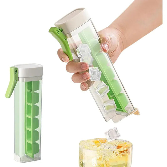 Quick-Freeze Easy Demould Ice Cube Maker with Handle – One-Hand Press for Freezer, Juices & Cold Drinks