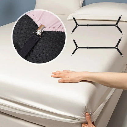 2/4 szt. regulowanych pasków do prześcieradła | Antypoślizgowe, elastyczne zapięcia do materaca i uchwyty na pokrowce 