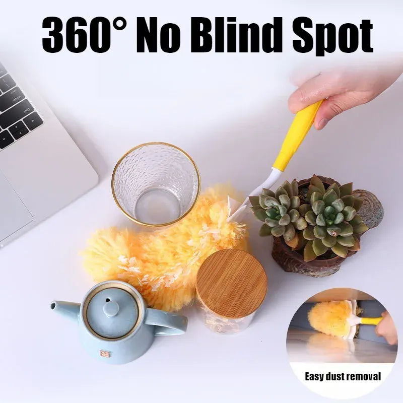 Disposable Duster Refills with Handle Replacement Heads Double Sided 360 ° Electrostatic Dusters Desktop Dust Removal Clean Tool