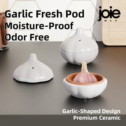Joie Garlic Storage Box – Moisture-Proof Ceramic Jar for Garlic, Chili & Ginger Storage