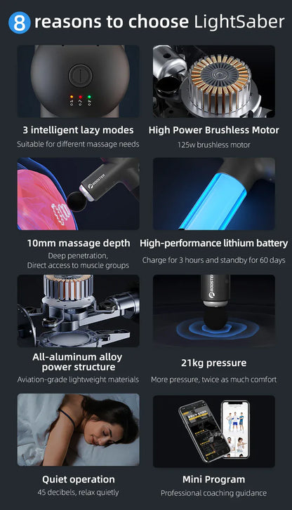 Elektryczny, inteligentny masażer szyi i mięśni Booster Massage Gun 7,4 V do relaksacji ciała i regeneracji sprawności fizycznej