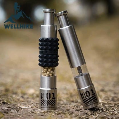 WELLHIKE Młynek do pieprzu ze stali nierdzewnej – młynek do przypraw na kemping i do użytku na zewnątrz 