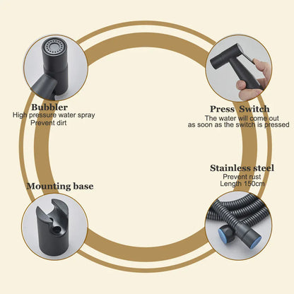 Ręczny bidet ze stali nierdzewnej do toalety – nowoczesny, higieniczny natrysk prysznicowy (czarny / nikiel / złoty) 