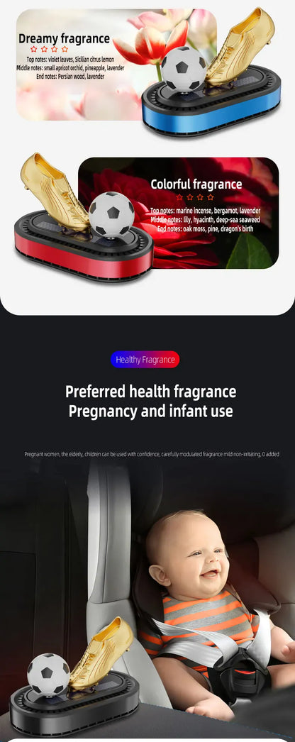 Odświeżacz powietrza do samochodu Golden Boot zasilany energią słoneczną – luksusowa dekoracja aromaterapeutyczna w stylu piłkarskim