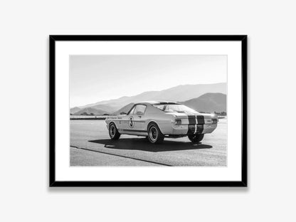 Klasyczny czarno-biały plakat z samochodem Ford Mustang – nowoczesna sztuka ścienna na płótnie na sprzedaż w Polsce 