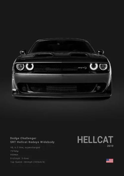 Plakat na płótnie Dodge Challenger SRT Hellcat Redeye – sportowy samochód do domu, biura i garażu | Na sprzedaż w Polsce.
