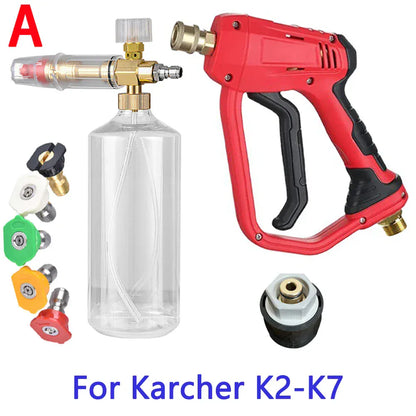 Pistolet na wodę do myjni samochodowej, generator piany – lanca do piany śnieżnej, dysze szybkozłączne 1/4" do Parkside, Karcher, Daewoo, Lavor
