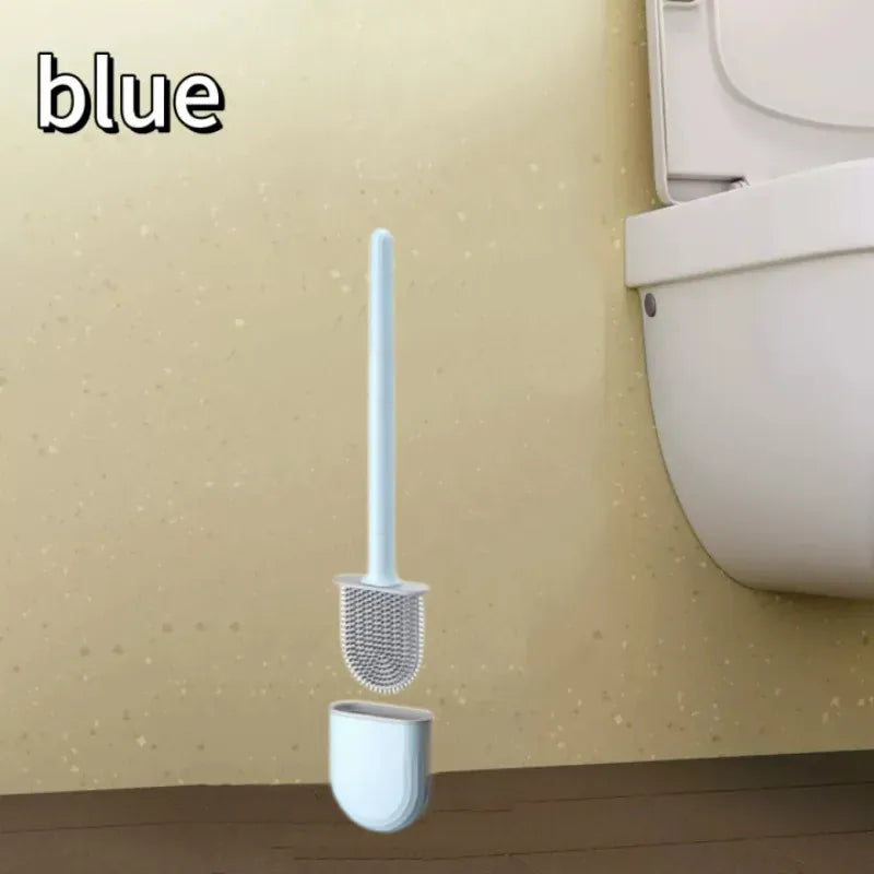 Wisząca silikonowa szczotka do WC z szybkoschnącym uchwytem – elastyczny, długi uchwyt do czyszczenia łazienki 