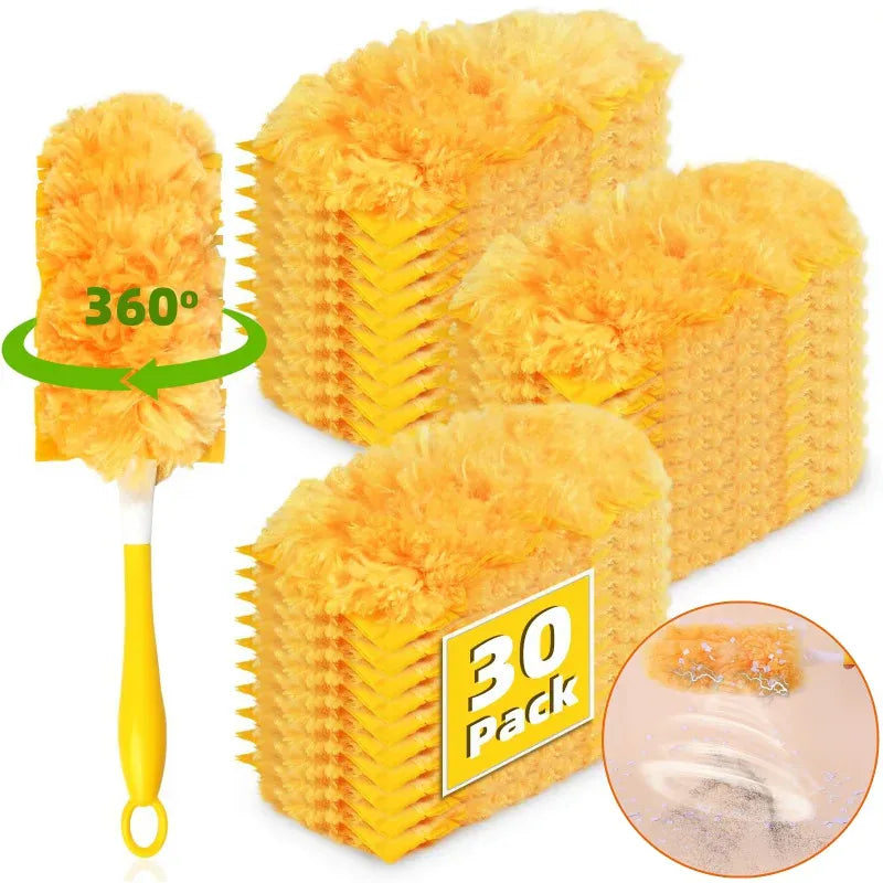 Disposable Duster Refills with Handle Replacement Heads Double Sided 360 ° Electrostatic Dusters Desktop Dust Removal Clean Tool