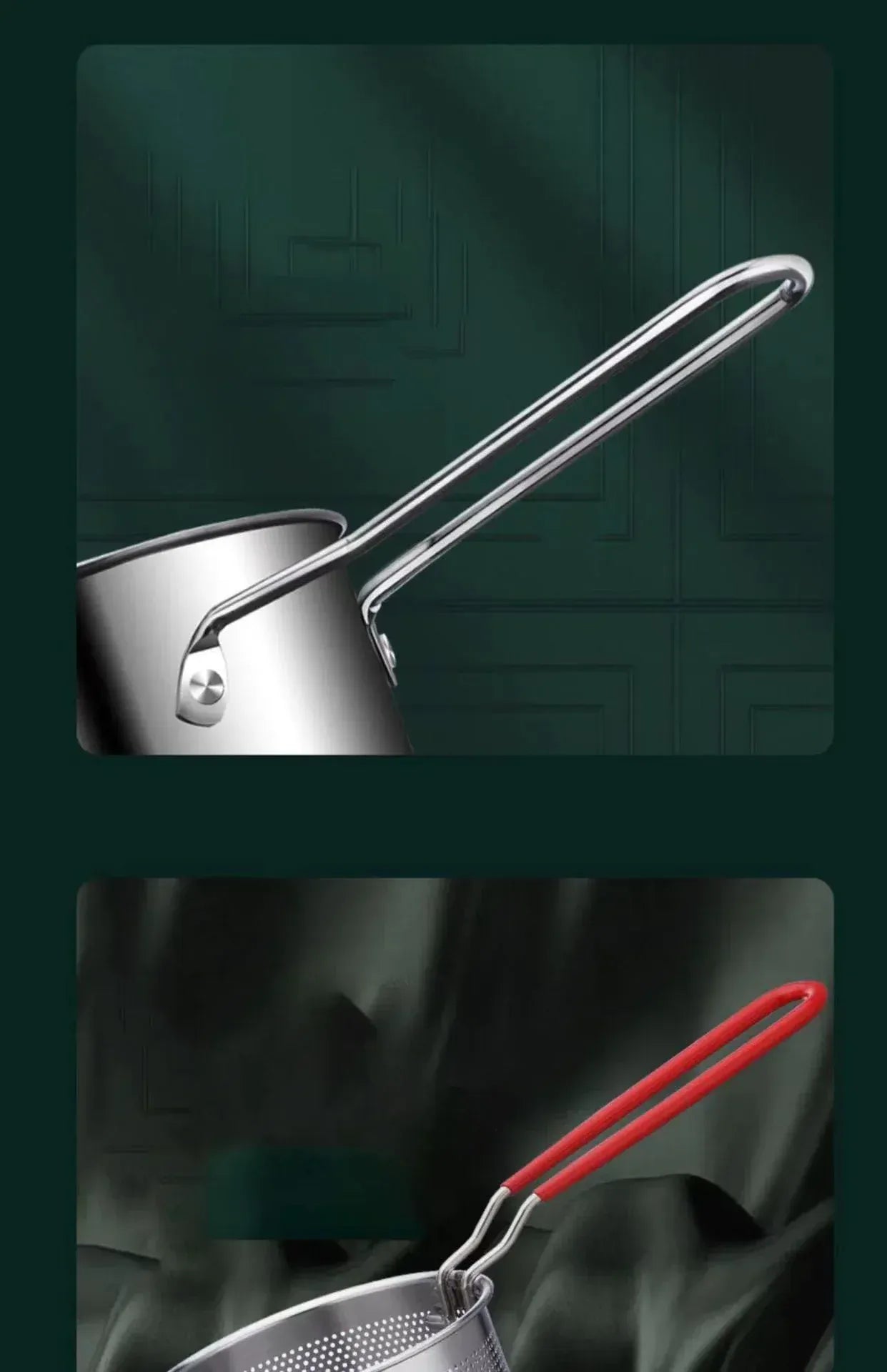 Frytkownica ze stali nierdzewnej 304 z koszykiem do smażenia – mały, wielofunkcyjny garnek do smażenia kurczaka, frytek i codziennego gotowania 