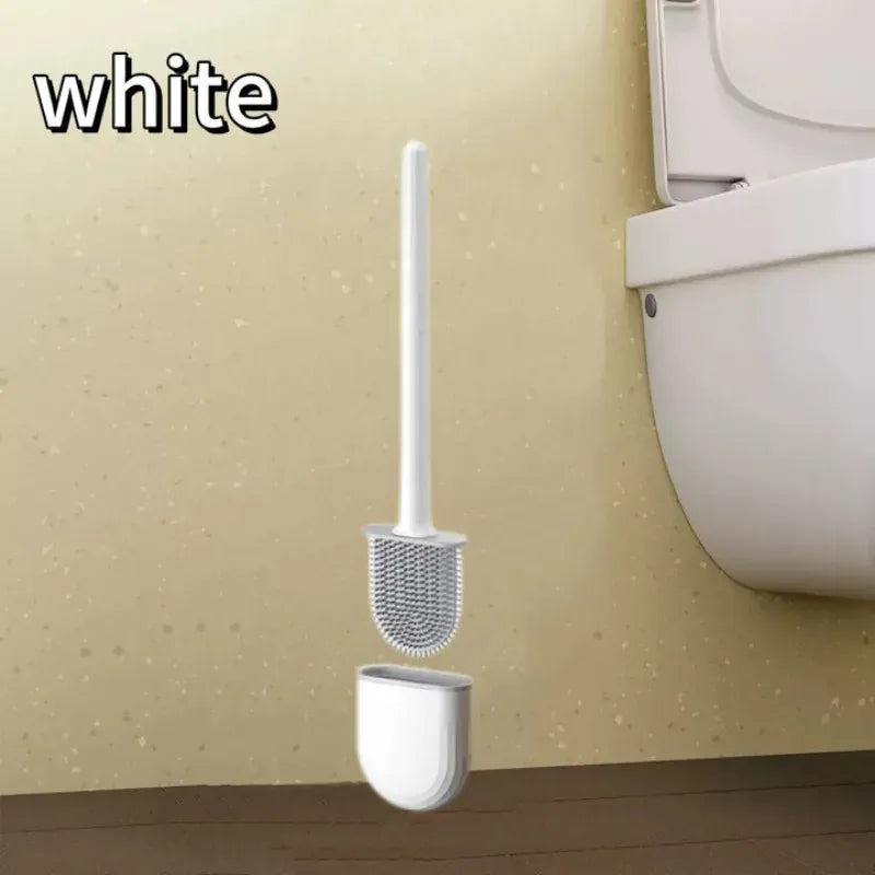 Wisząca silikonowa szczotka do WC z szybkoschnącym uchwytem – elastyczny, długi uchwyt do czyszczenia łazienki 